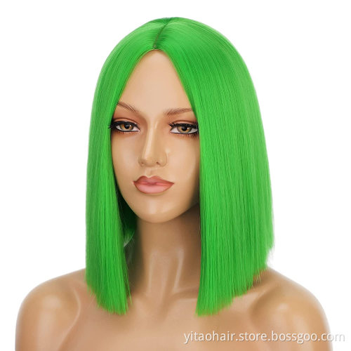Pink Color Bob Non Lace Wigs Synthetic Hair Wholesale 613 Blonde Blue Red Green Grey Ombre Short Bob Wigs for Black Women
